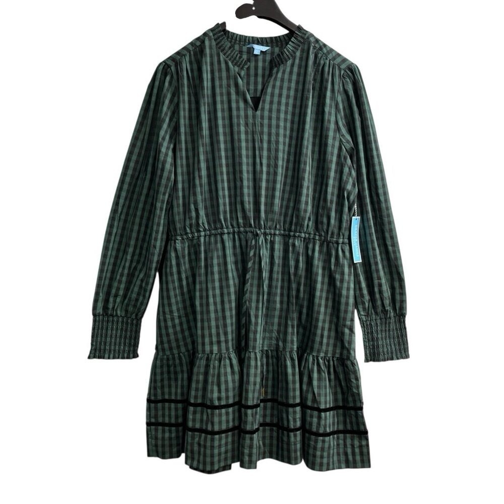 Draper James RSVP Dress Green Plaid Smocked Tiered Checkered‎ Size XXL Preppy